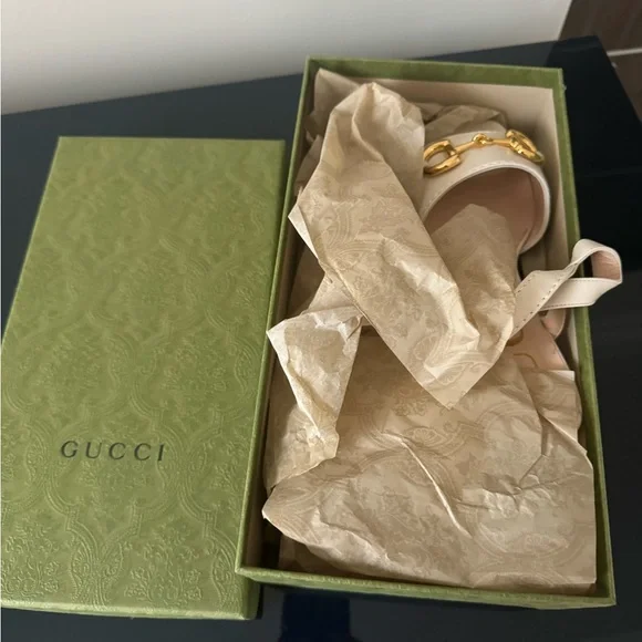 Gucci | Shoes | Gucci Beige Sandals With Gold Detail Like  display picture 1